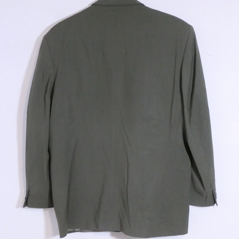 Oleg Cassini Mens Suit 43R Olive Green Wool Pleated Pants Dark Academia Earthy